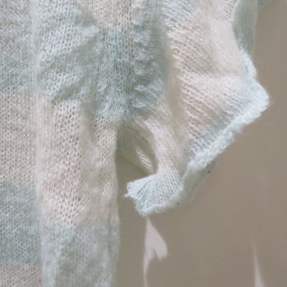 WILDFOX White Label Bridgette Heart Lake House Striped Sequin Sweater Aqua White - Picture 13 of 15